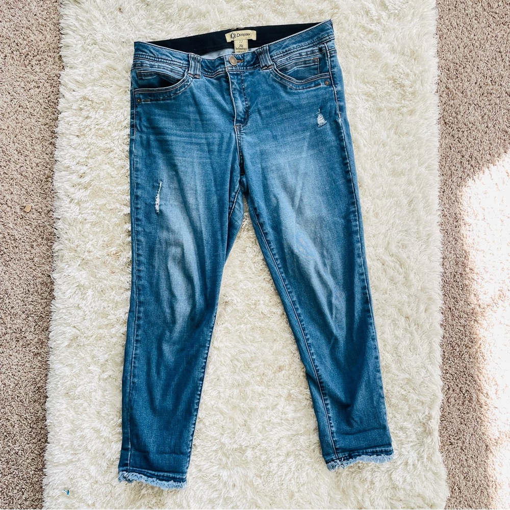 Democracy Ab Technology High Rise Dark Wash Distressed Skinny Jeans Size 12